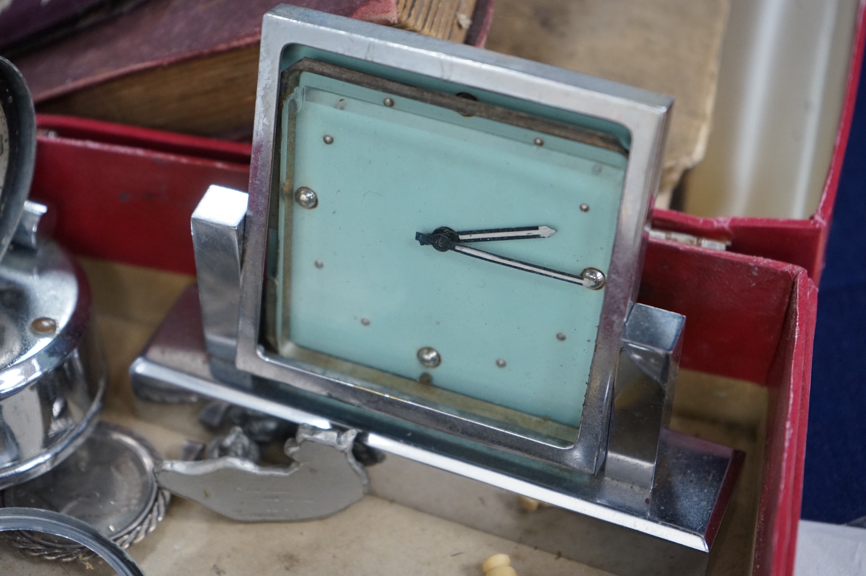 A group of various collectables to include timepieces, Danish metalware, firemark etc.